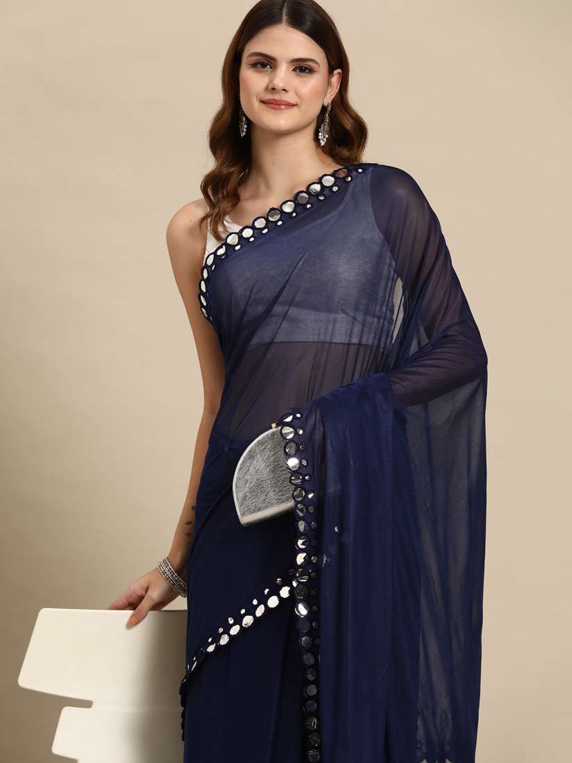Buy HERE NOW Mirror Work Saree Sarees for Women 26750338 Myntra