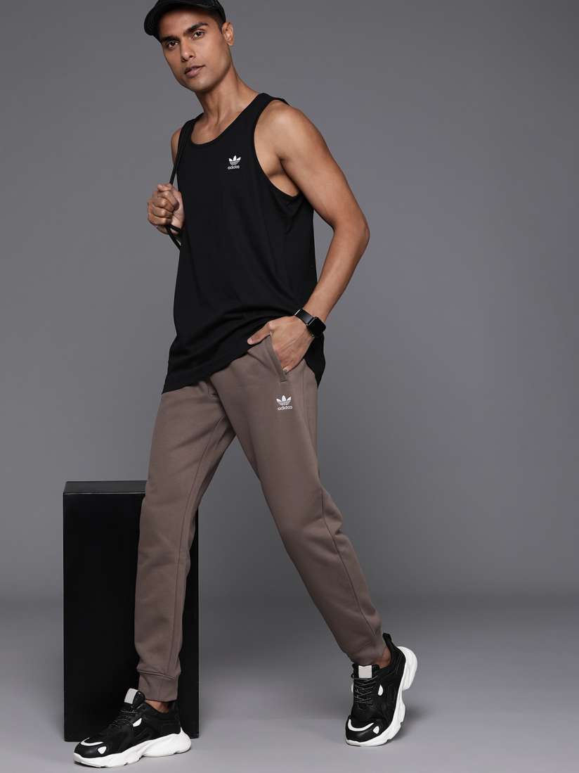 Adidas originals joggers with logo embroidery grey shop