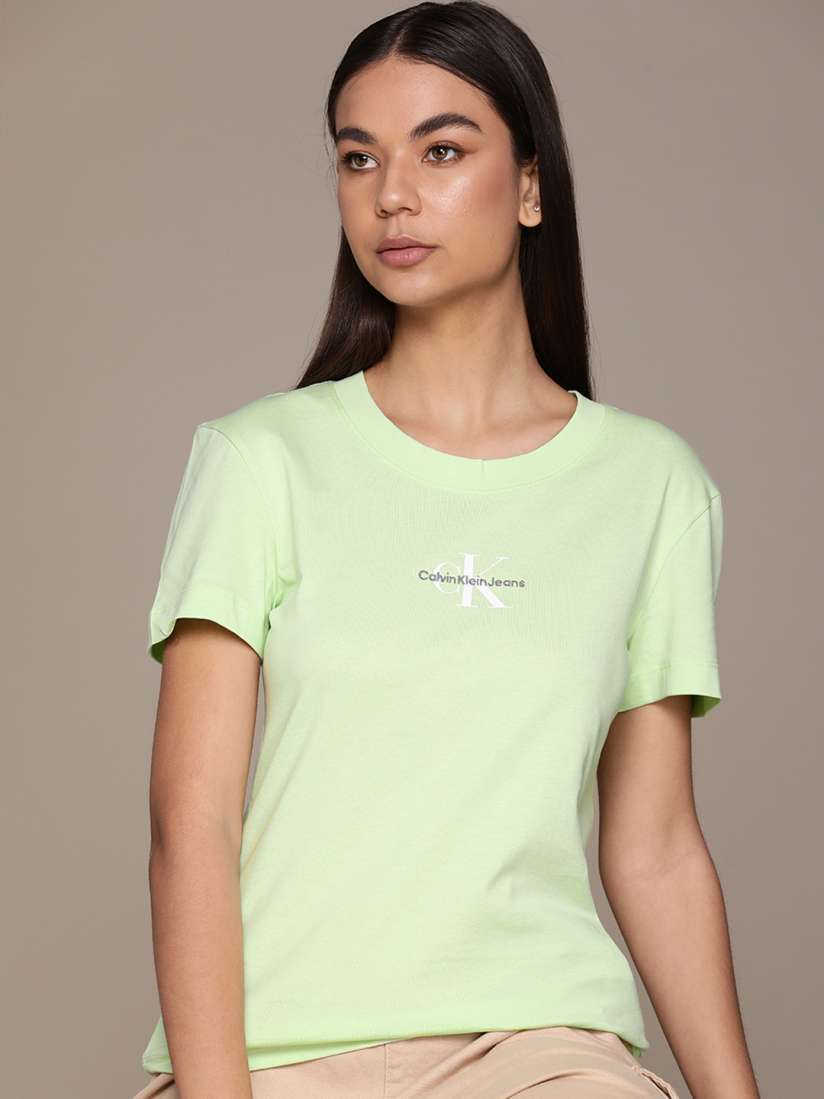 Buy Calvin Klein Jeans Women Pure Cotton Slim Fit T shirt Tshirts for Women 26785760 Myntra