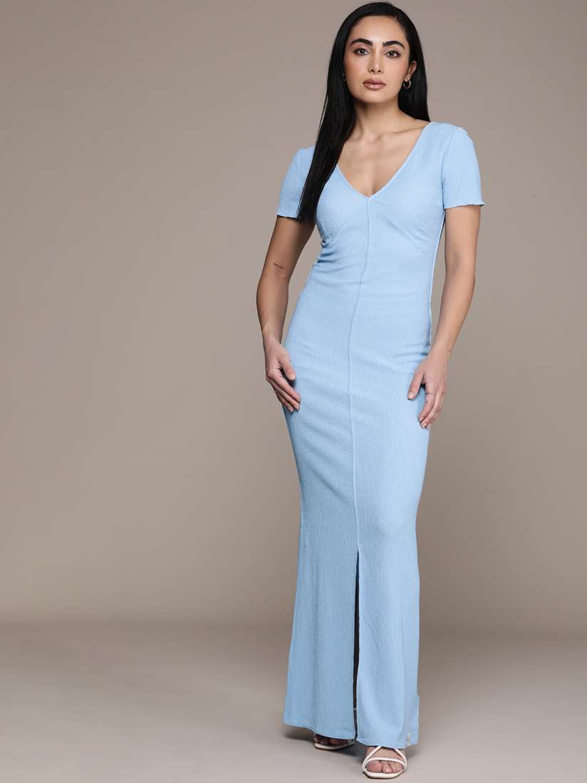Buy Calvin Klein Jeans Crinkle Short Sleeves V Neck Maxi Dress Dresses for Women 26785858 Myntra