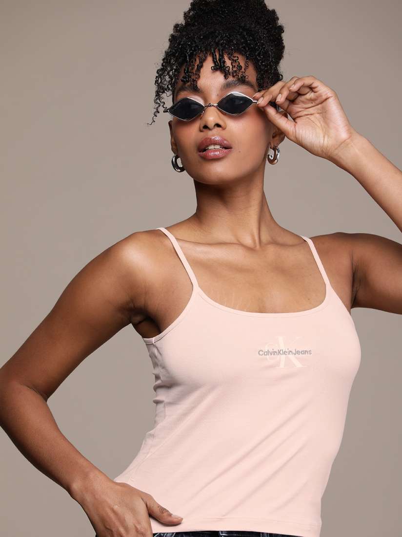 Buy Calvin Klein Jeans Brand Logo Strappy Tank Top Tops for Women 26786004 Myntra