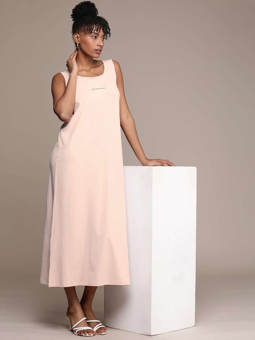 Midi Dresses Calvin Klein T Shirt Dress Sleeveless Midi T Shirt Dress