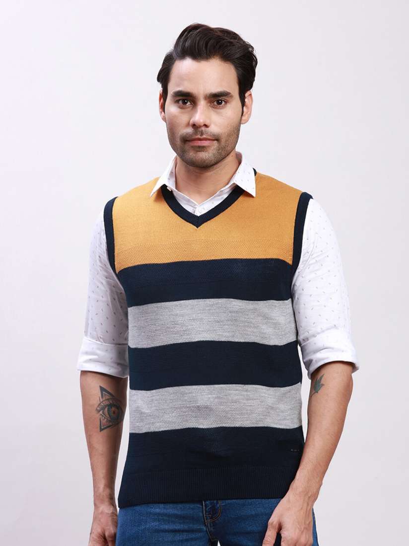 Buy Parx Colourblocked V Neck Sleeveless Ribbed Acrylic Sweater Vest Sweaters for Men 26788518 Myntra