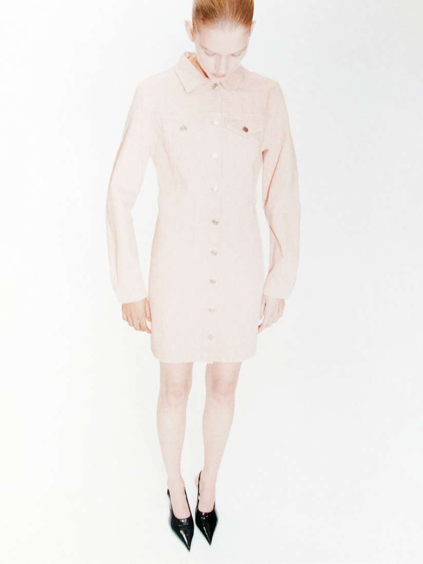 H&m pink denim dress cheap