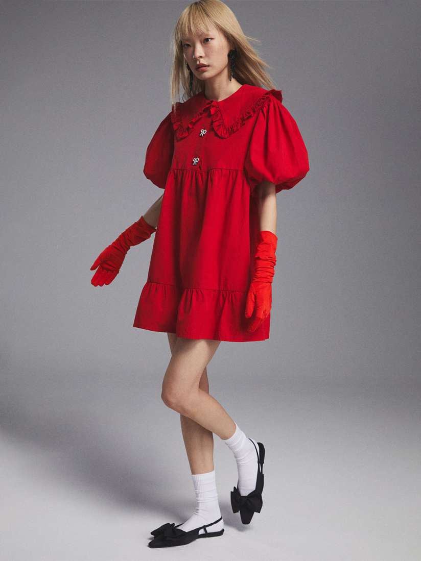 Buy H M Pure Cotton Peter Pan Collared Poplin Dresses Dresses for Women 26789628 Myntra