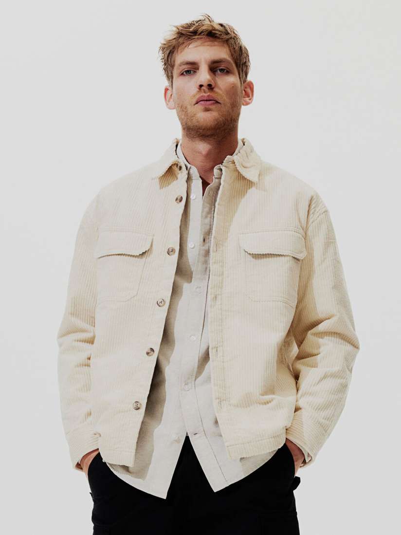Corduroy Beige Shacket H&m Cream Cord Shacket H&M Pure Cotton