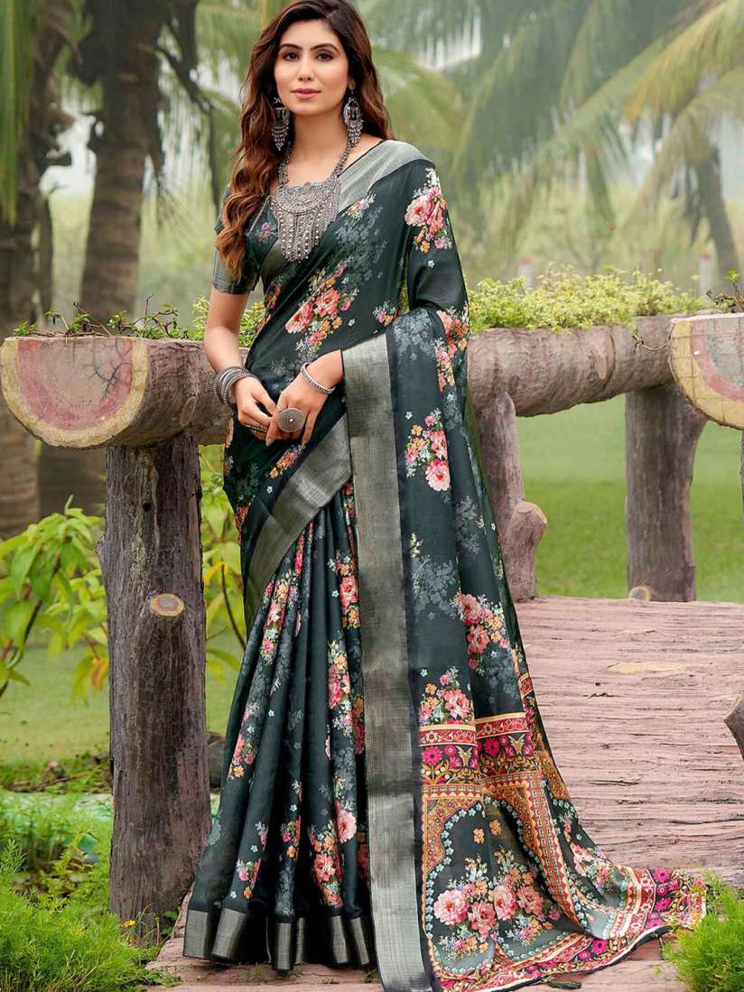 Buy Mitera Floral Printed Tussar Silk Saree Sarees for Women 26799724 Myntra