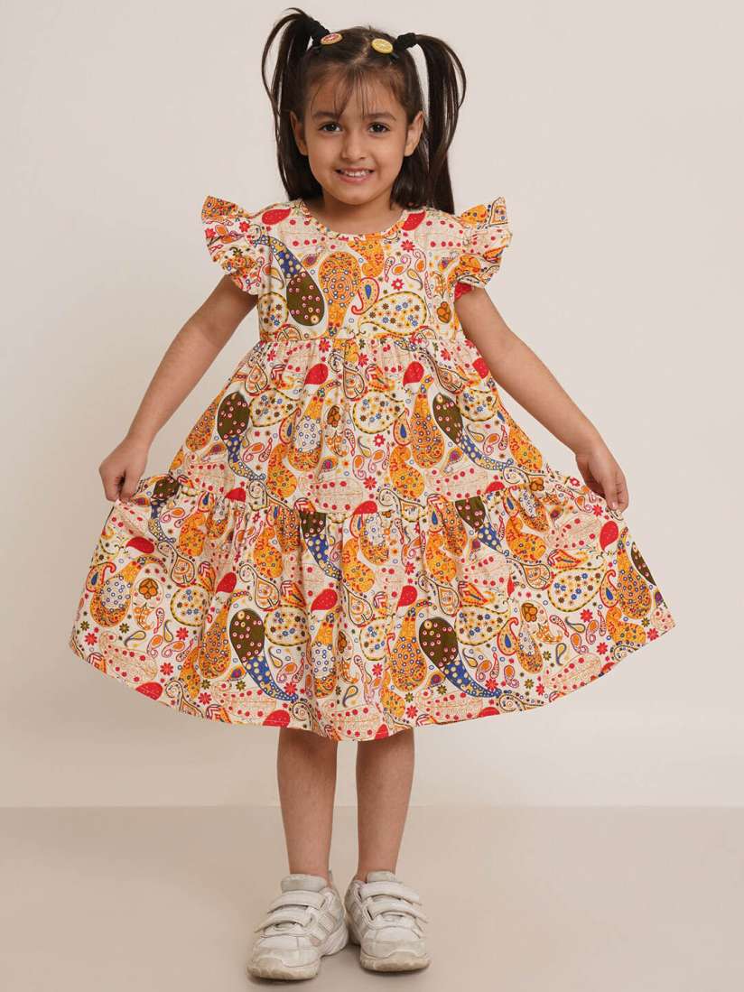 Buy Creative Kids Floral Printed Tie Up Neck Knee Length A Line Dress Dresses for Girls 26809048 Myntra
