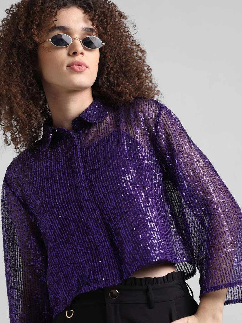 sequin collar top