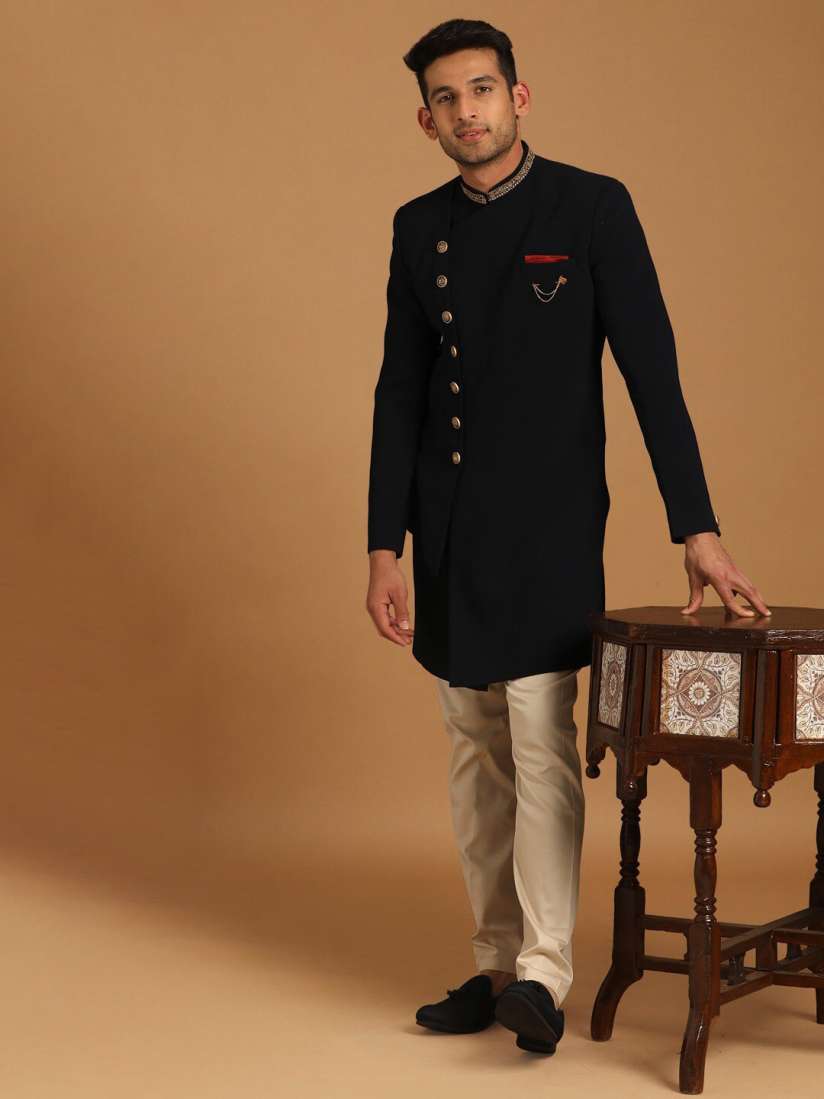 Buy Manyavar Self Design Indo Western Sherwani Set Sherwani for Men 26817002 Myntra