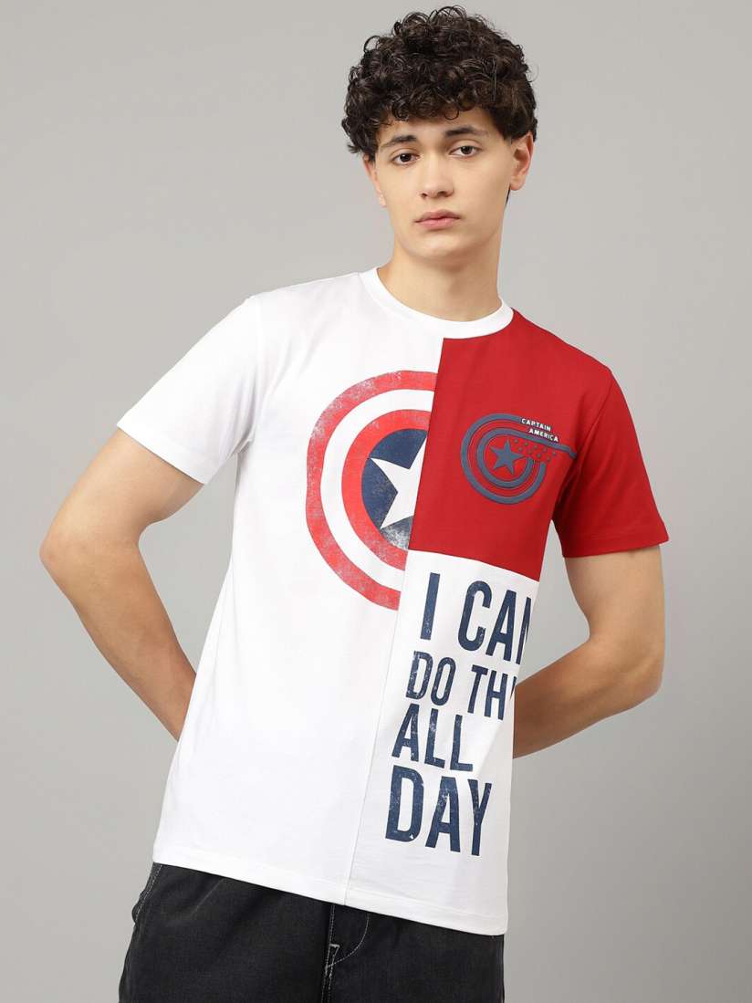 Buy Free Authority Captain America Printed Short Sleeves Pure Cotton T shirt Tshirts for Men 26820218 Myntra