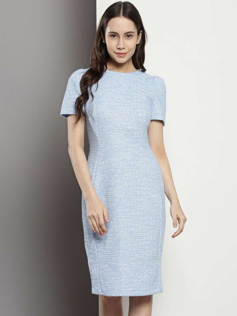 Calvin klein puff shoulder sheath dress 2025