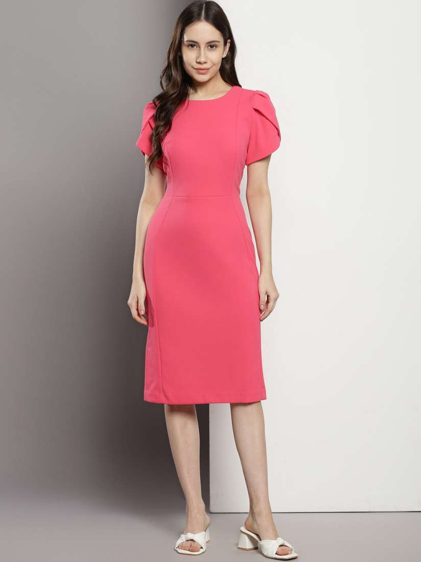 Buy Calvin Klein Puff Sleeve Sheath Midi Dress Dresses for Women 26824800 Myntra