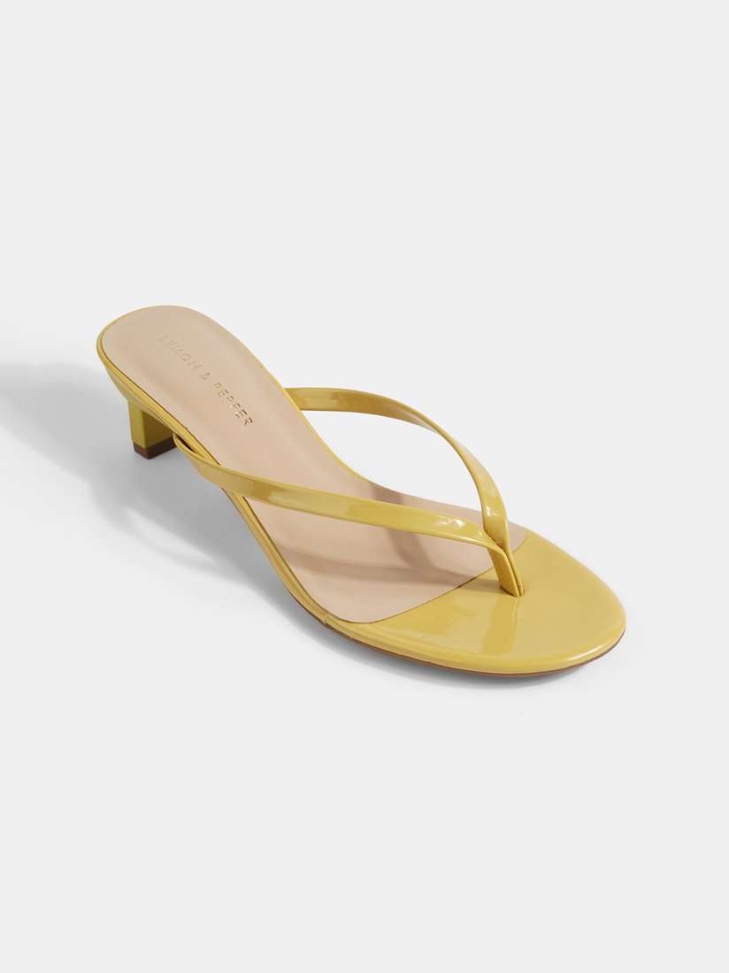 Lemon kitten heels top