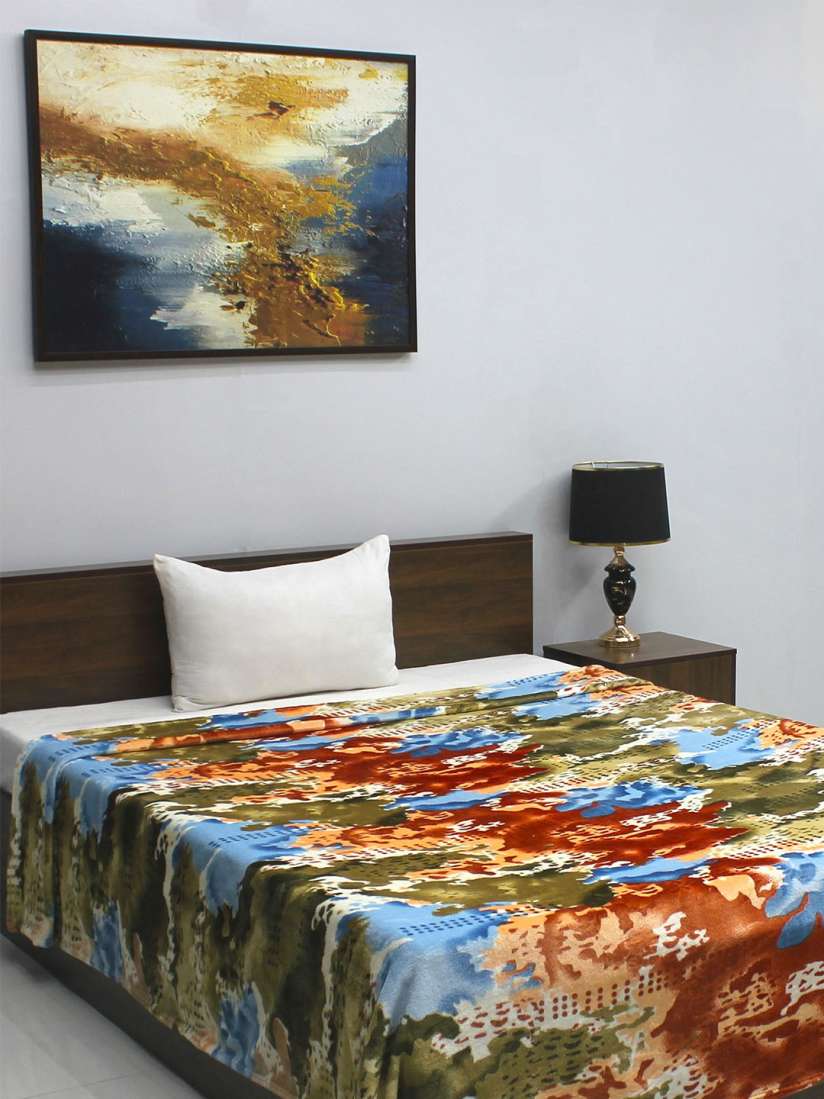 Buy BOMBAY DYEING Fidelis Turquoise Blue White Mild Winter 303 GSM Single Bed Blanket Blankets Quilts and Dohars for Unisex 26842994 Myntra