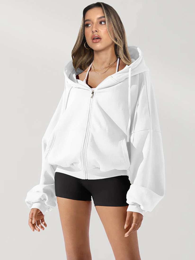White hooded bomber jacket discount
