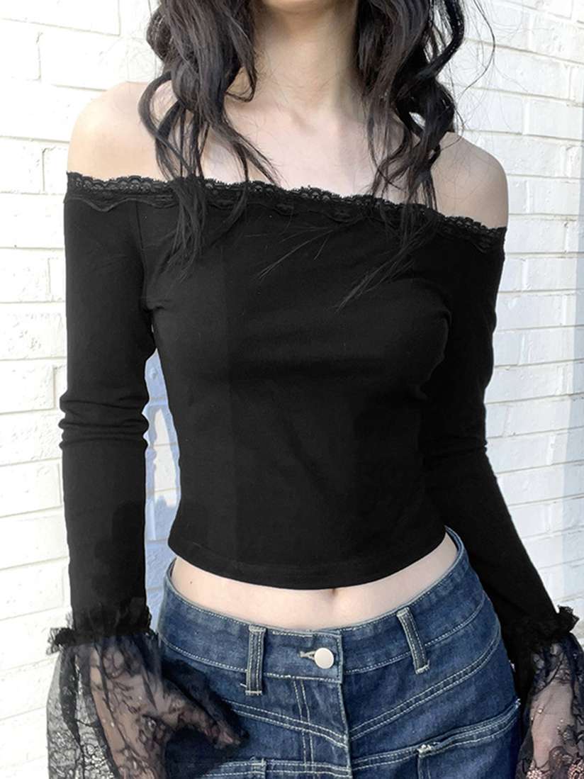 black off the shoulder bardot top