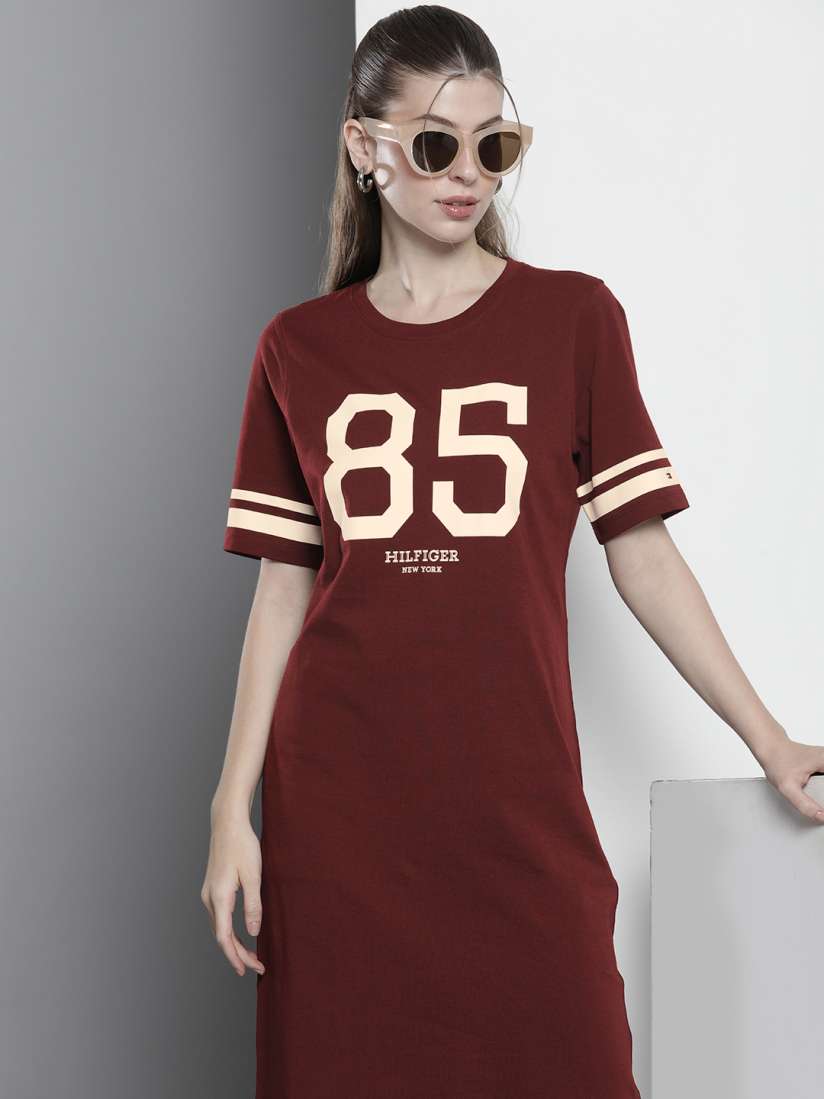 Buy Tommy Hilfiger Pure Cotton Printed T shirt Dress Dresses for Women 26864842 Myntra