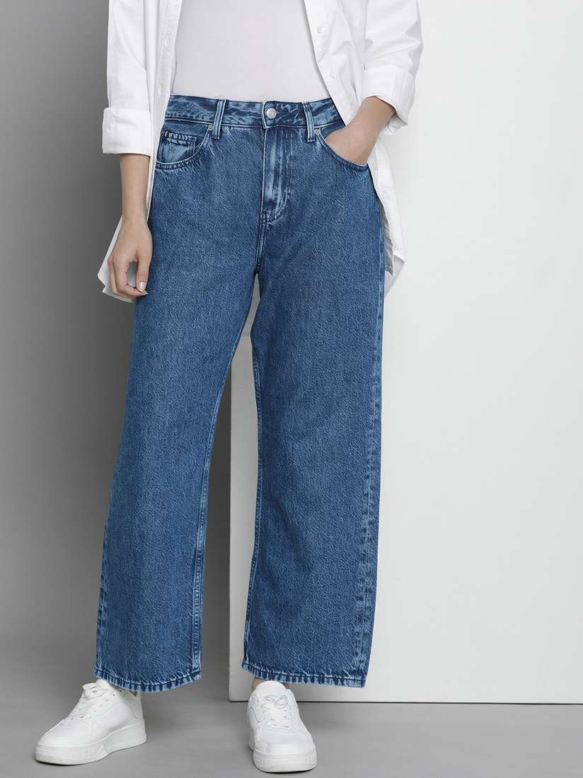 Buy Tommy Hilfiger Women Mid Rise Loose Straight Fit Light Fade  