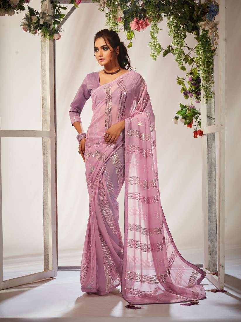 Myntra pink saree hot sale