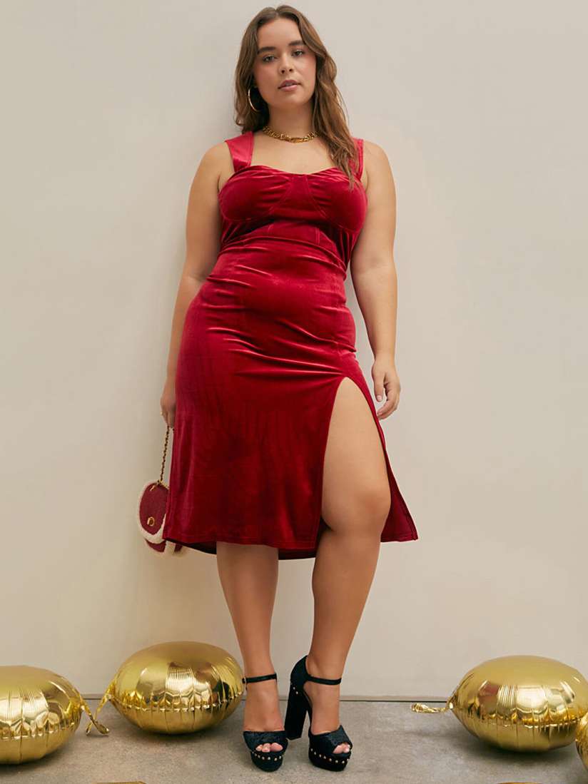 Bodycon midi dress with slit top