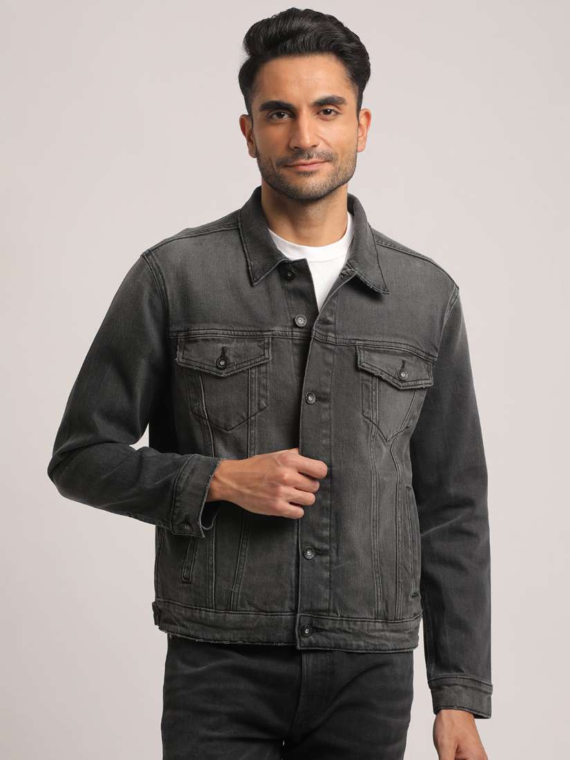 Buy EVERBLUE Men Black Washed Crop Denim Jacket Jackets for Men 26881806 Myntra