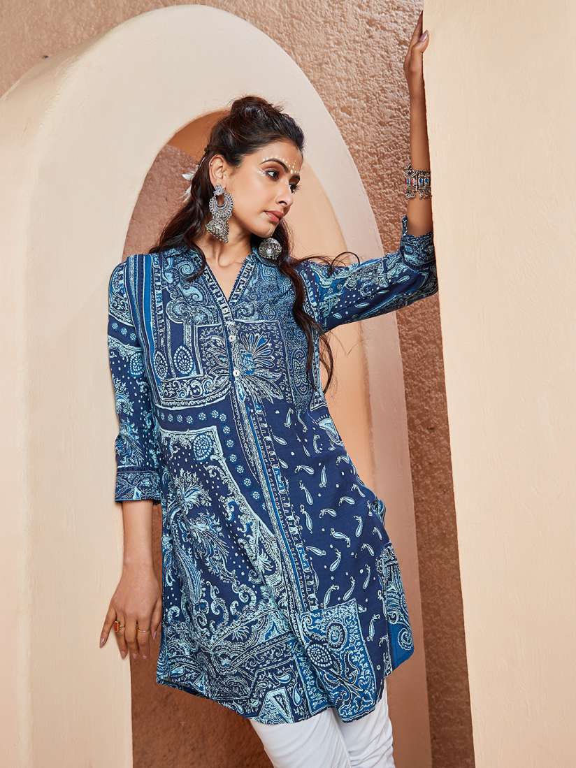 Buy Biba Ethnic Motifs Printed Shirt Collar A Line Kurti Kurtis for Women 26882986 Myntra