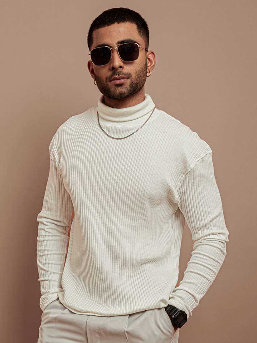 White turtleneck t shirt mens on sale