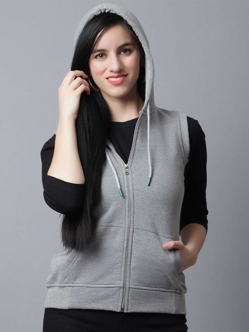 Buy Rute Fleece Sleeveless Hooded Sweatshirt Sweatshirts for Women 26889750 Myntra