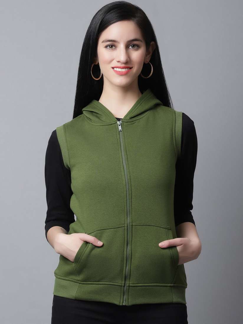 Buy Rute Fleece Sleeveless Hooded Sweatshirt Sweatshirts for Women 26889818 Myntra