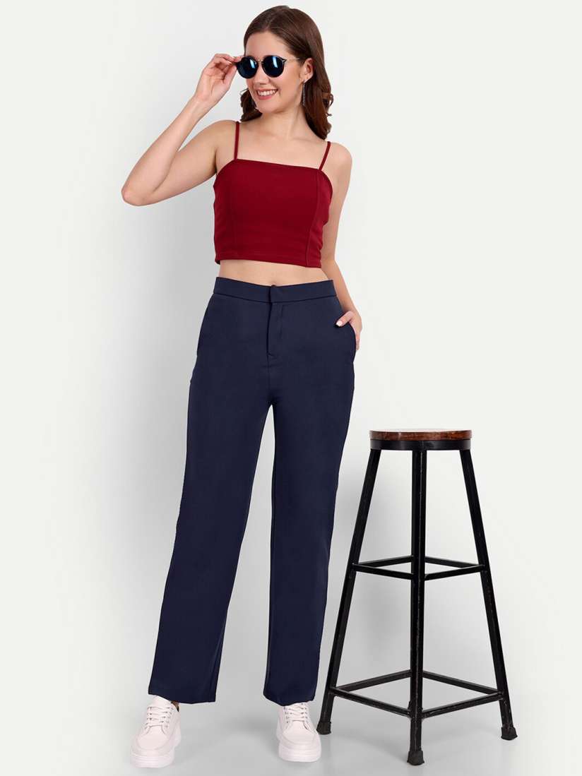 Buy Next One Women Smart Loose Fit High Rise Trousers Trousers for Women 26893744 Myntra