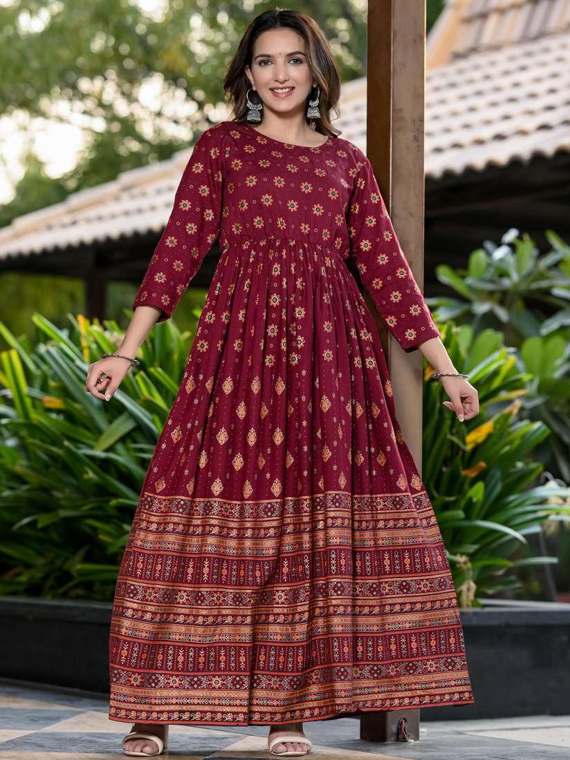 Buy Chandbaali Floral Printed Flared Hem Anarkali Kurta Kurtas for Women 26894586 Myntra
