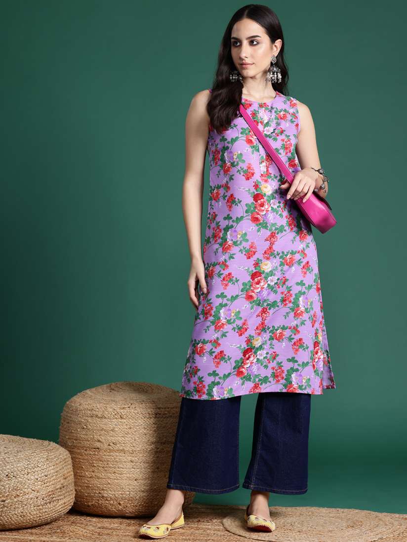 Buy Sangria Floral Print Straight Kurta Kurtas for Women 26903074 Myntra