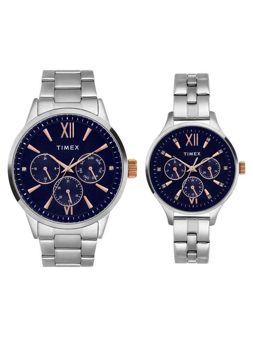 Buy Timex Pack Of 2 His and Her Stainless Steel Bracelet Style Straps Analogue Watches Watches for Unisex 26903698 Myntra