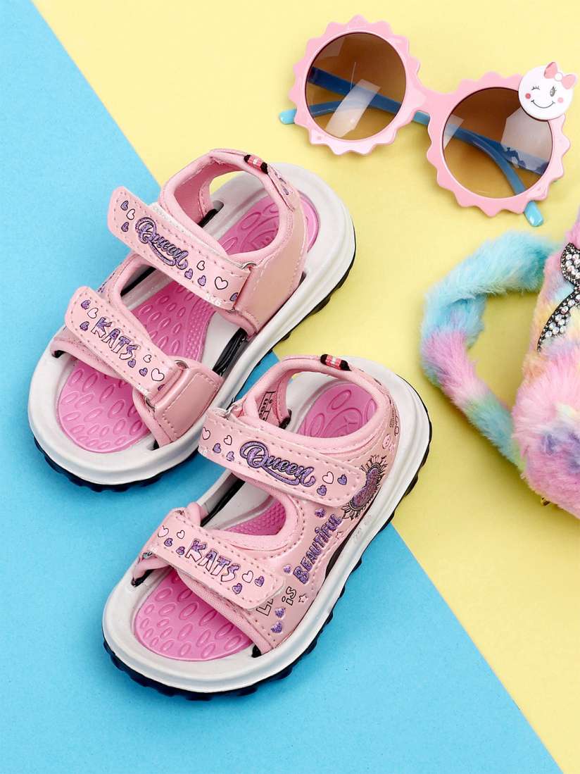 Buy KATS Girls Typography Embroidered Open Toe Comfort Sandals Sandals for Girls 26911826 Myntra