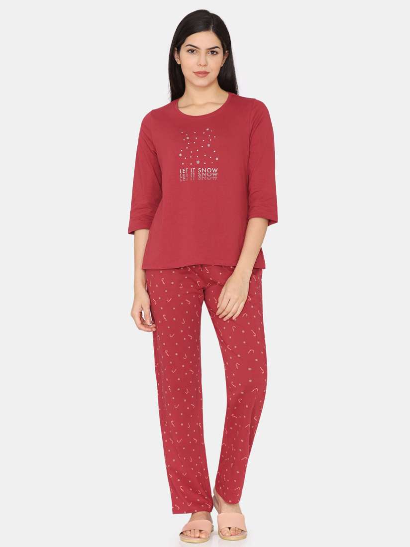 Buy Zivame Typography Printed Pure Cotton Night suit Night suits for Women 26916520 Myntra