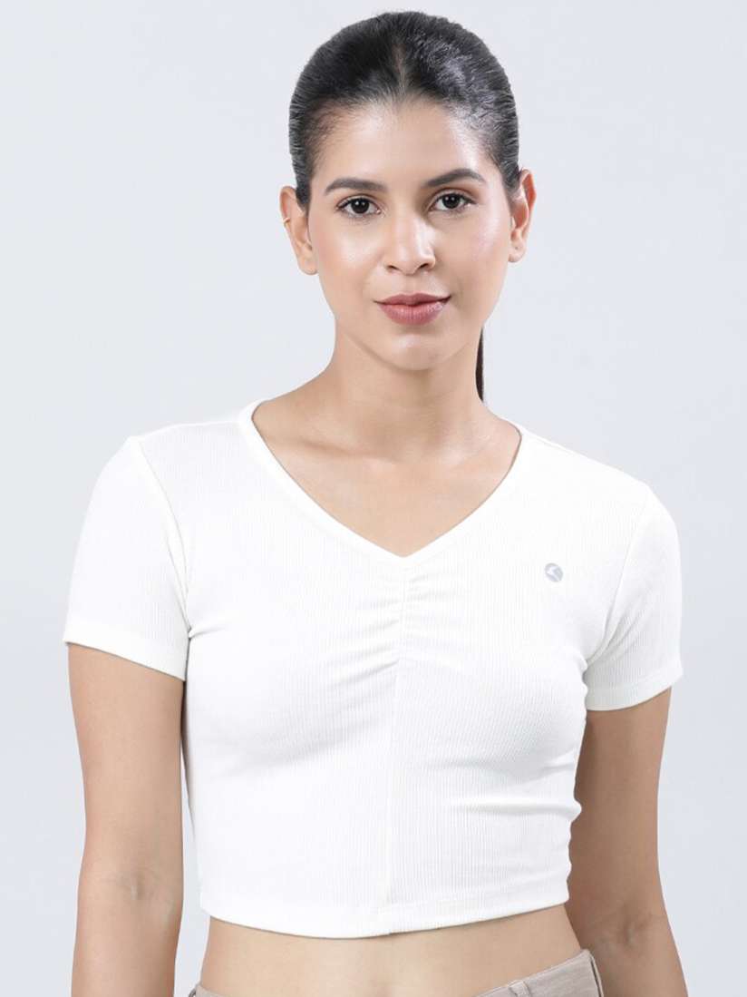 Buy Lovable Sport V neck Short Sleeves Crop Top Tops for Women 26922046 Myntra