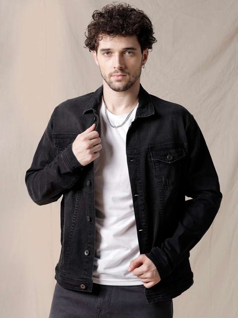 Black denim jacket mens myntra top