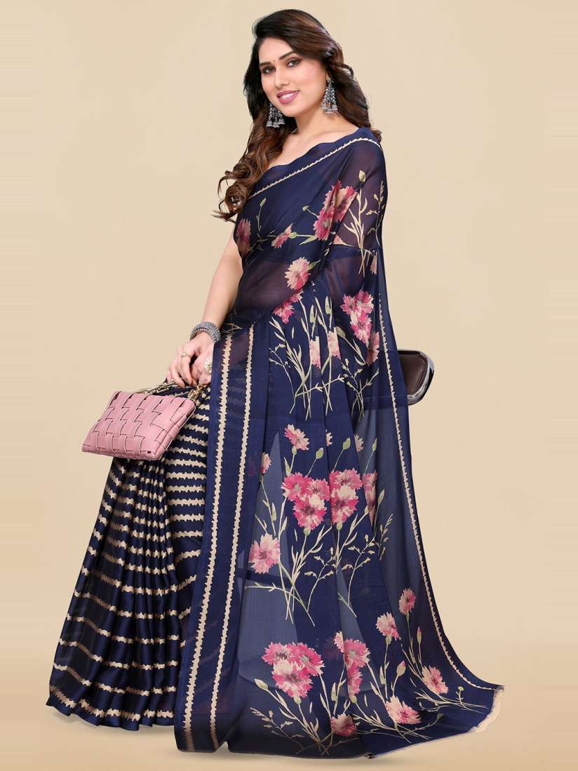 Buy KALINI Floral Printed Half And Half Saree Sarees for Women 26931096 Myntra