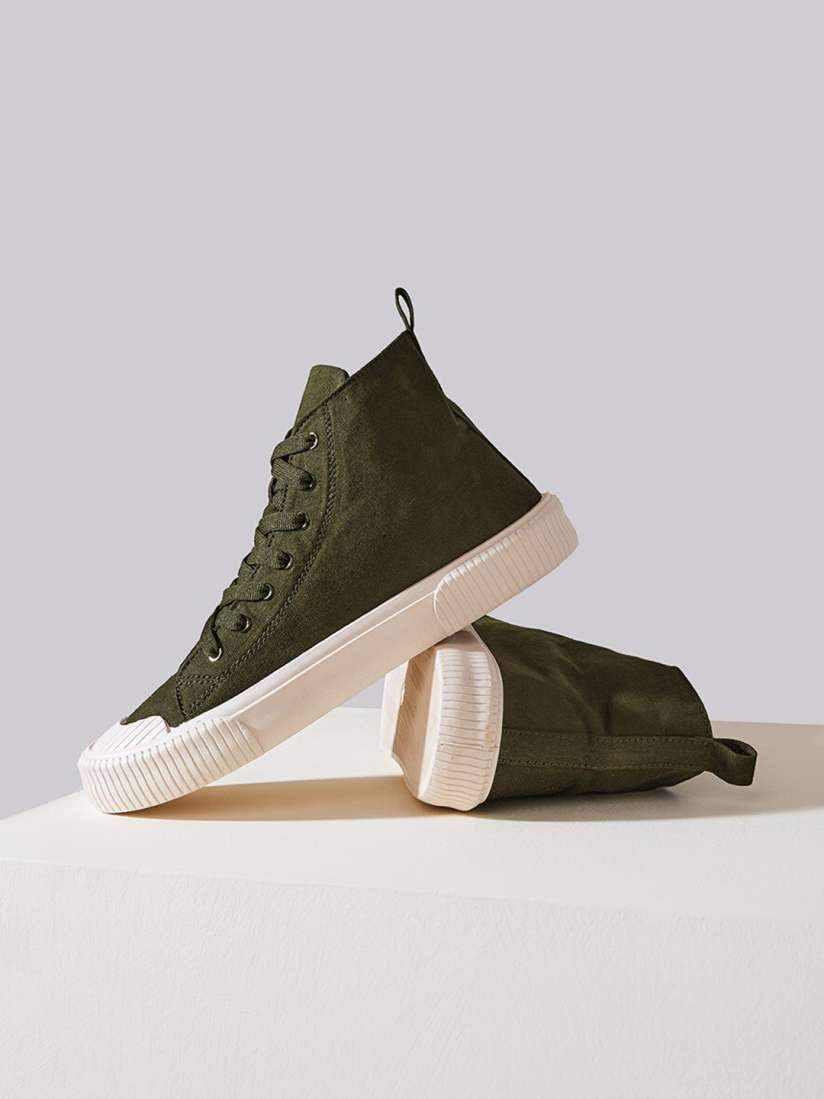 Olive green high top sneakers discount