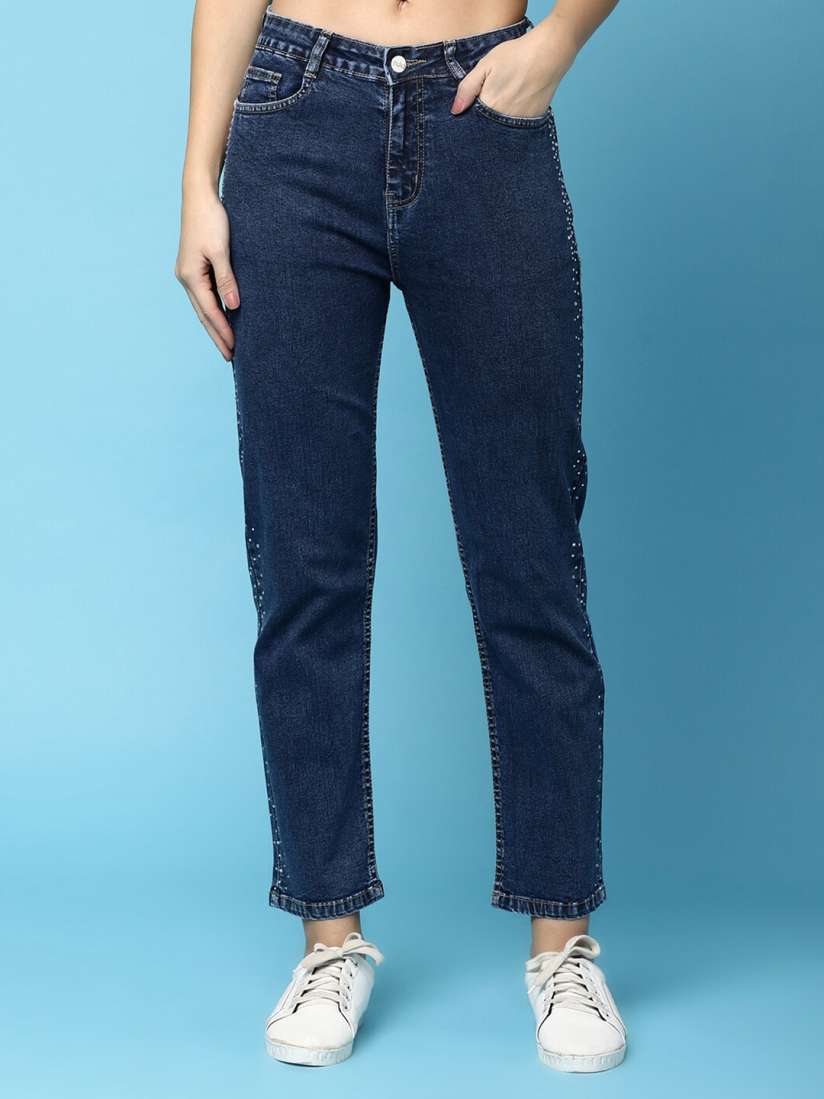 Myntra high waist jeans clearance