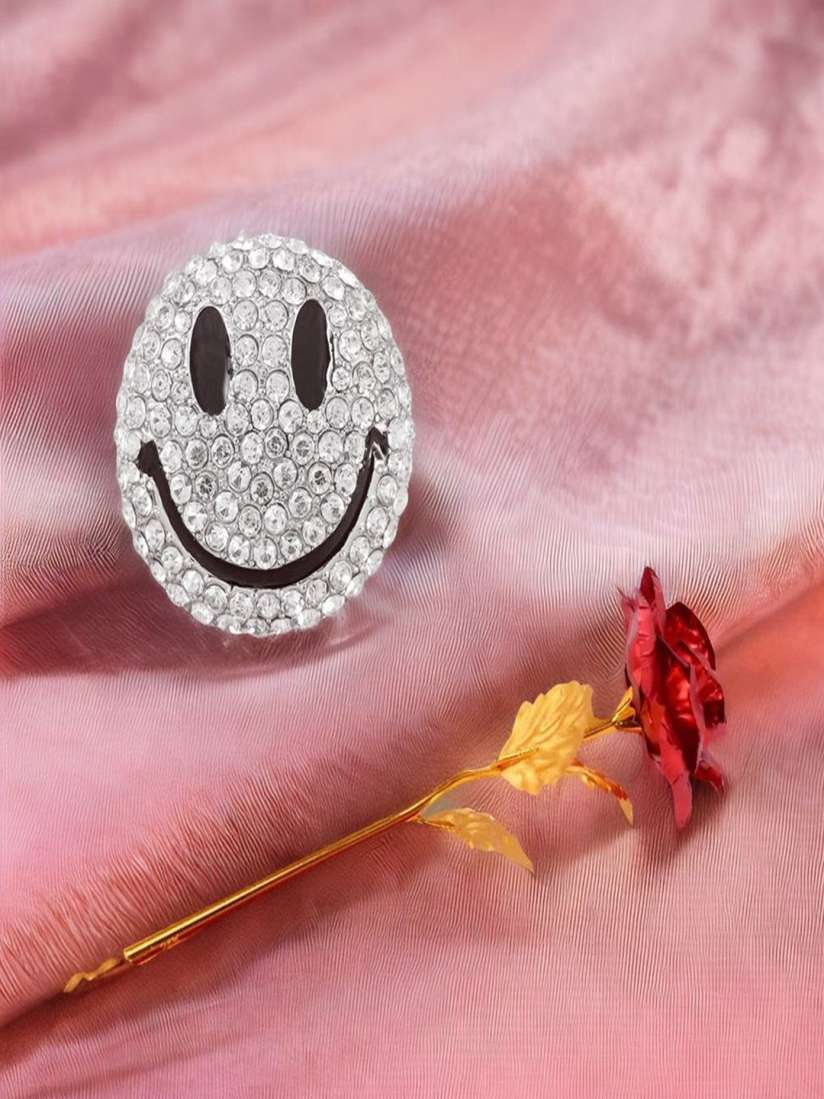 Buy UNIVERSITY TRENDZ Stones Studded Smiley Brooch With Artificial Rose Brooch for Women 26947208 Myntra