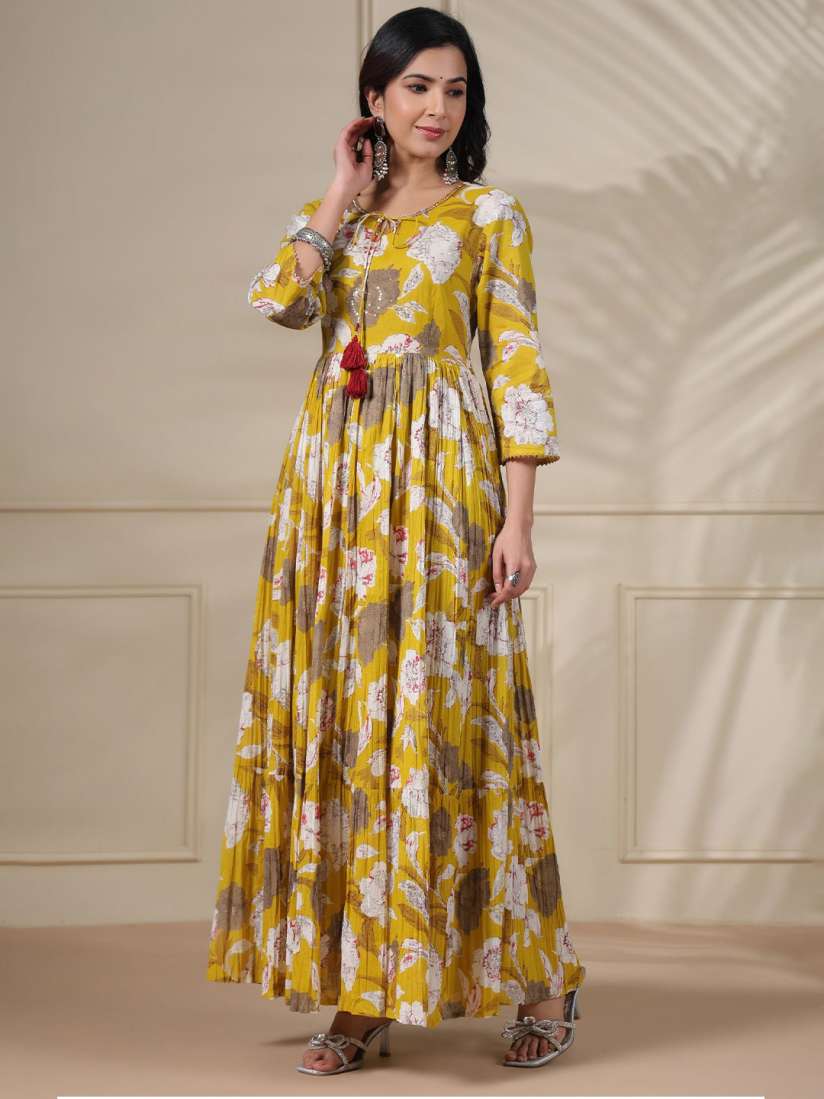 Buy PUKHYA Floral Printed Sequinned Fit Flare Anarkali Dress Dresses for Women 26969916 Myntra