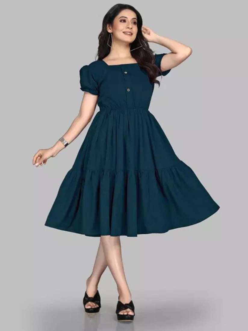 Knee length dresses myntra discount