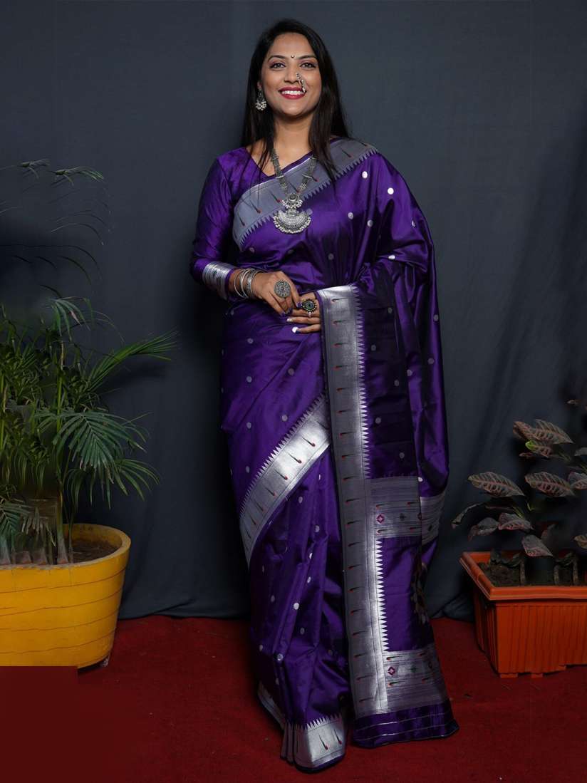 Buy KALINI Geometric Woven Design Zari Silk Blend Paithani Saree Sarees for Women 26976570 Myntra
