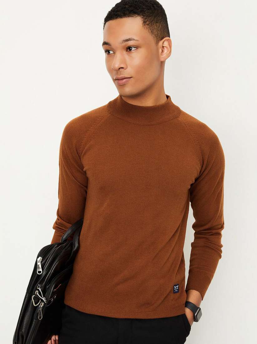 Ribbed high neck long sleeve top outlet