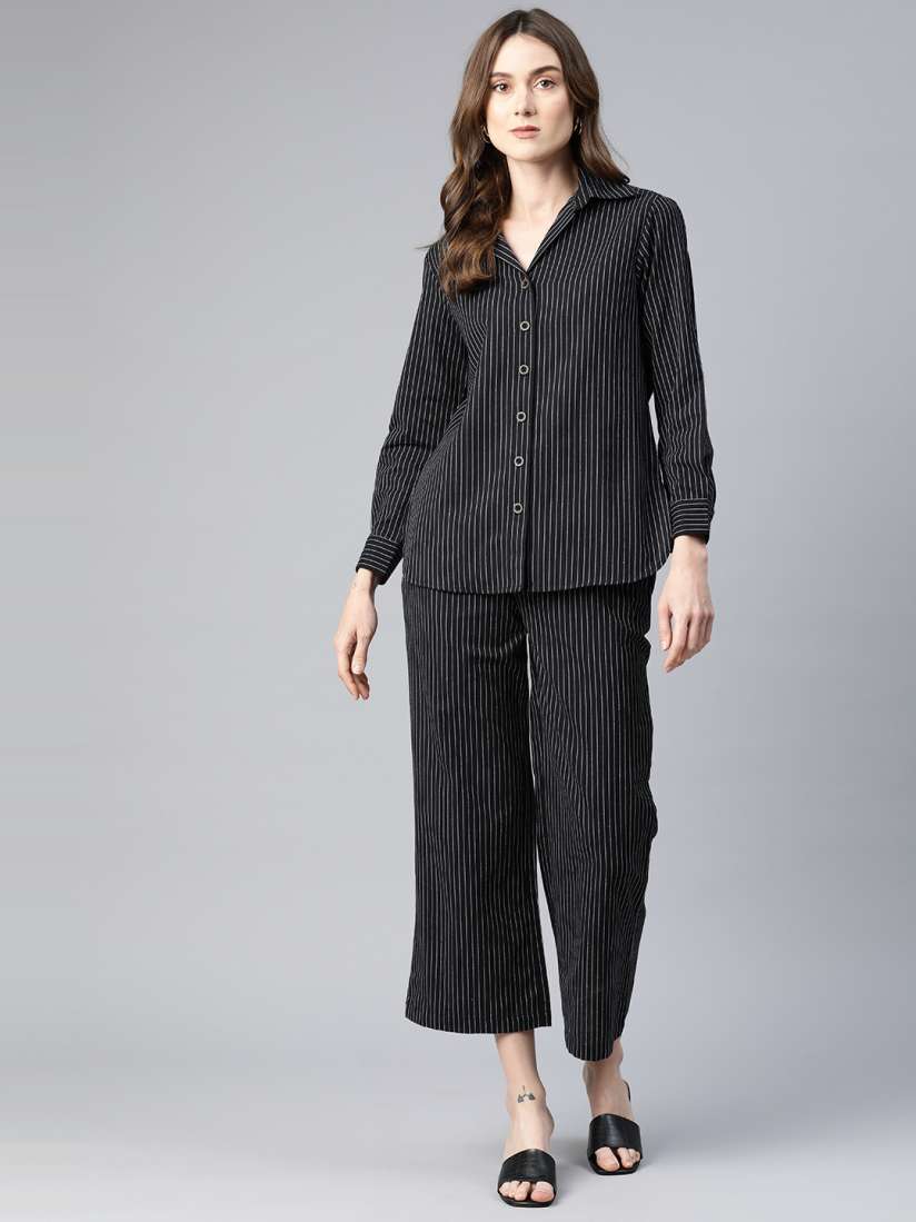 Buy Cottinfab Women Striped Cotton Shirt with Trousers Co Ords for Women 26984862 Myntra