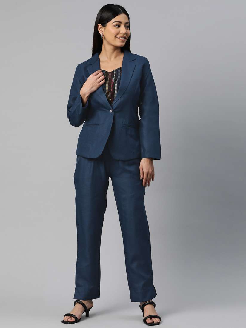 Buy Cottinfab Solid Three Piece Formal Suit Suits for Women 26985174 Myntra