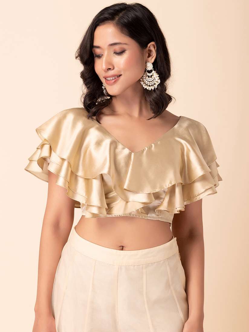 satin crop blouse