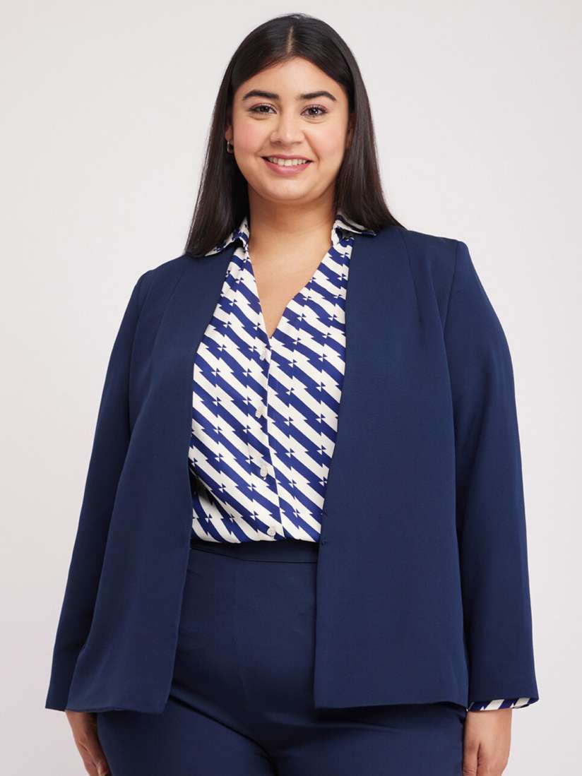 Buy FableStreet X Plus Size Open Front Blazer Blazers for Women 27004550 Myntra